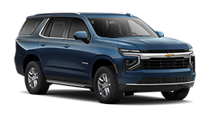 Blue Chevrolet Tahoe SUV, front three-quarter studio view